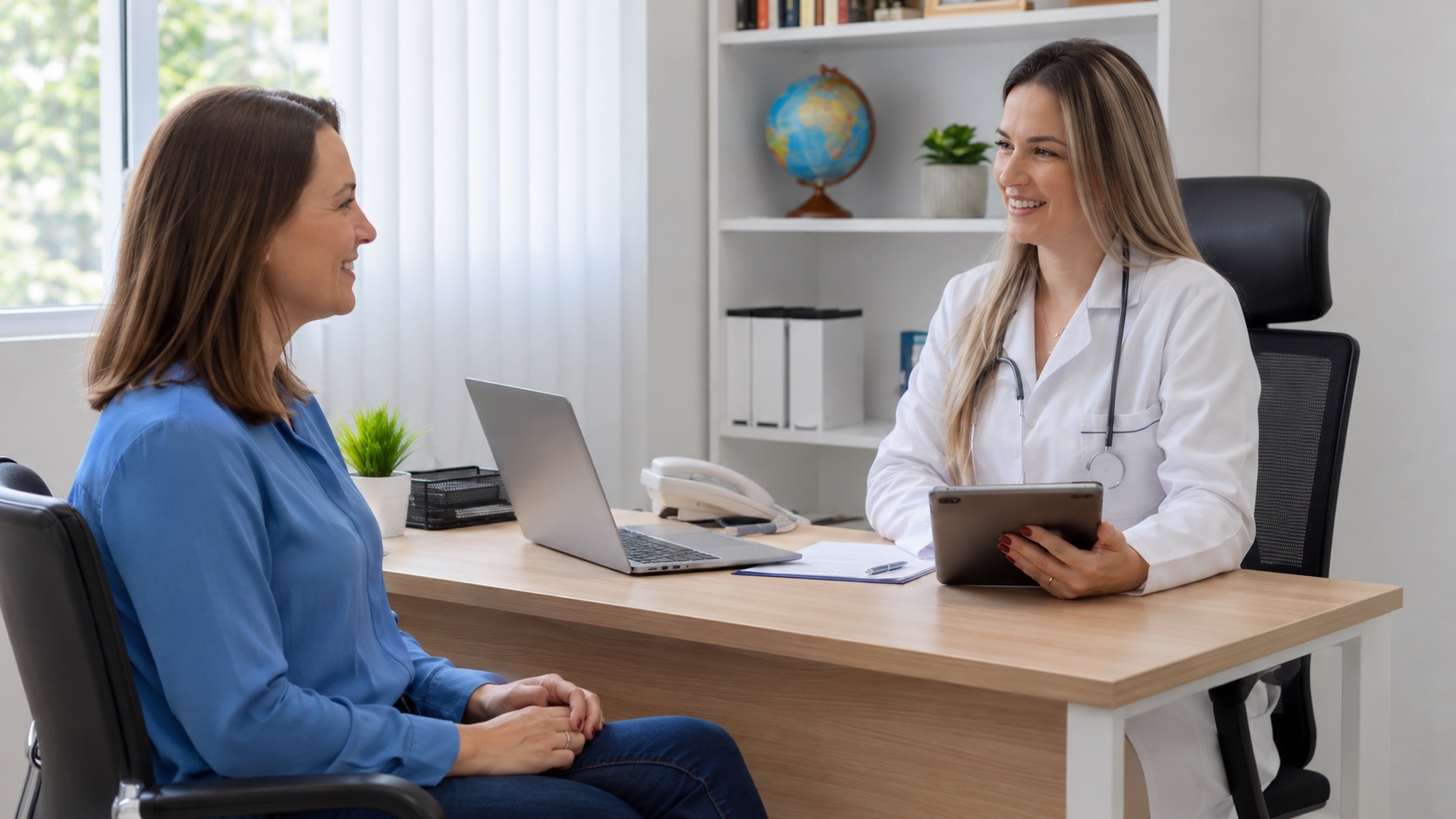 Jéssica Souza em consulta com paciente